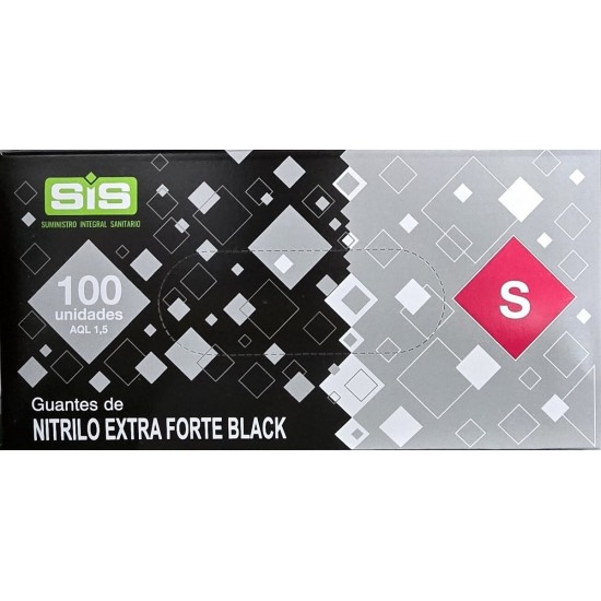 Luvas Nitrillo s/pó Pretas tam S 100un