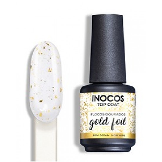 Inocos Verniz Gel Top Coat Gold Foil Dourado 15ml